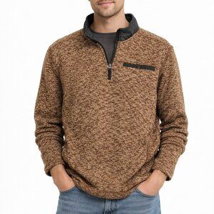 Share Eddie Bauer Men’s Black & Brown 1/4 Zip Long Sleeve Pullover Fleece Sweate